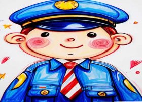 领带儿童画图片、简笔画警察怎么画