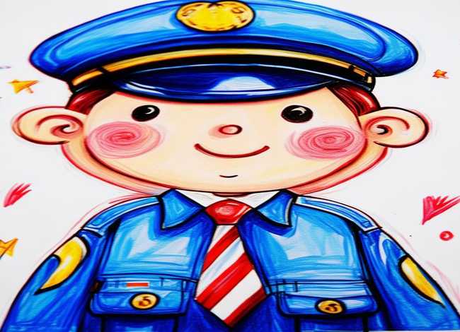 领带儿童画图片、简笔画警察怎么画