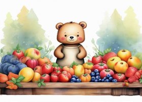 小熊卖水果ppt - 用水彩画可爱的东西