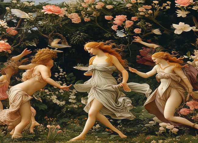 春天故事绘画，意大利文艺复兴时期画家波提切利的名画《春》,讲诉了什么样的故事