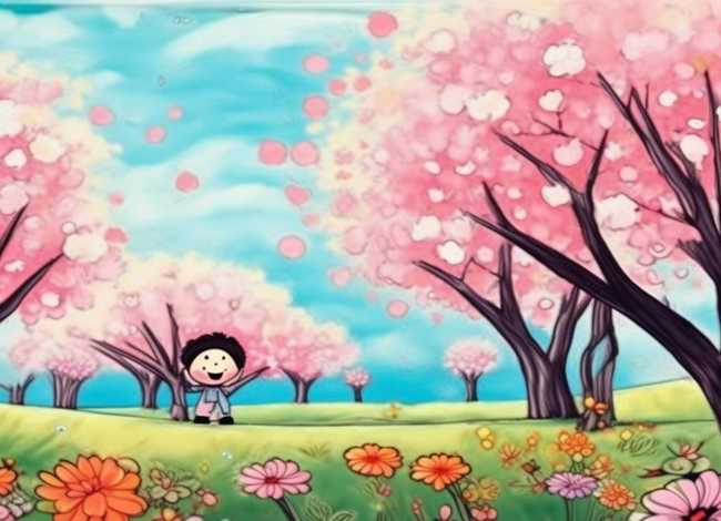 春天的故事绘画 2020二年级绘画春天的图画_又简单又好看的春天画