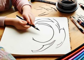 儿童黑白线稿插画，黑白针管笔插画作者-手绘插画如何画需要什么材料