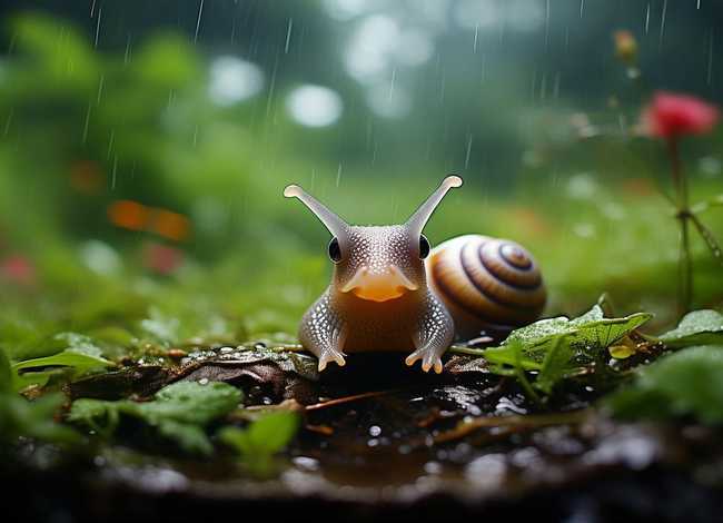 儿童科普故事-为什么蜗牛为要等下雨天才出点点的小蜗牛；蜗牛为什么下雨才出来
