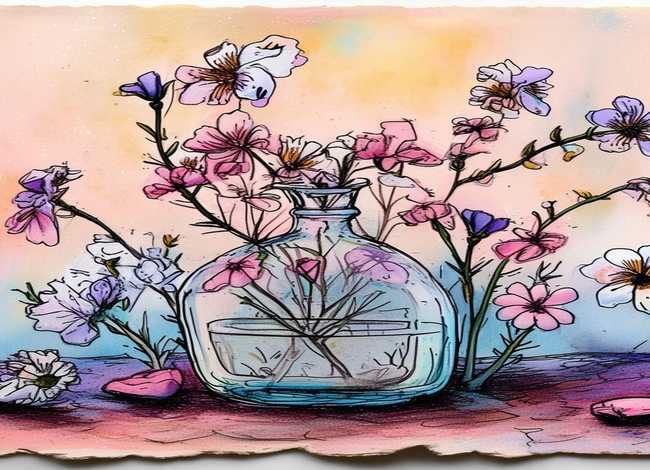 瓶子里的故事简笔画，故事插画简笔画油画棒-简笔画-油画棒画花朵步骤