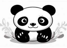 儿童黑白画可爱（黑白简笔插画-黑白色的大熊猫上色简笔画要怎么画）