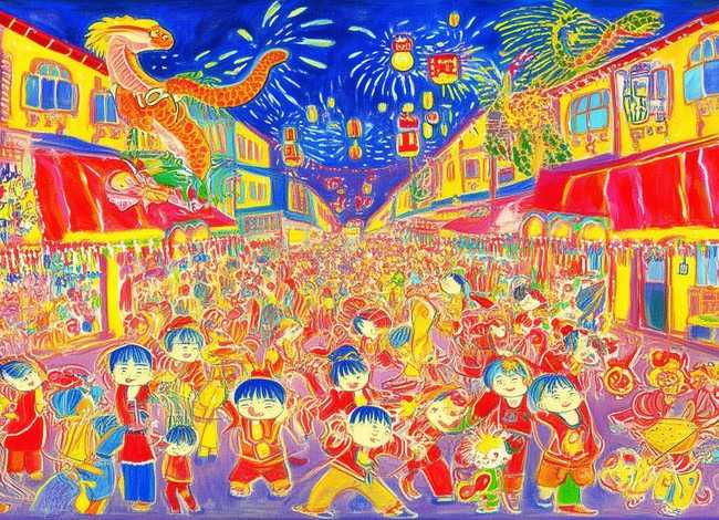 元宵节儿童画 - 闹元宵儿童画的画法 元宵节儿童画 - 闹元宵儿童画的画法