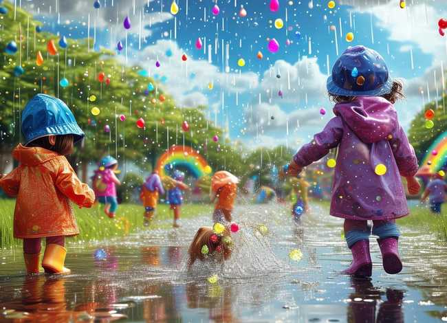 下雨天的故事绘本、绘本故事《七彩下雨天》