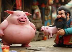 小猪汉汉故事视频、趣味谜语小故事-张飞卖小猪