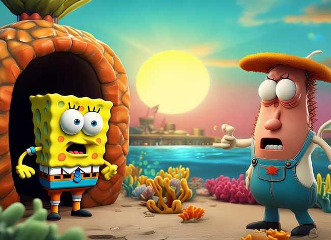 海绵宝宝儿童故事画；海绵宝宝痞老板故事