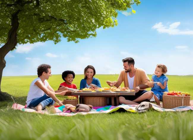 野餐绘画 一家四口野餐怎么画