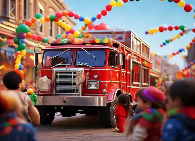 儿童消防车故事、汽车认知绘本故事-节日中的消防车 儿童消防车故事、汽车认知绘本故事-节日中的消防车