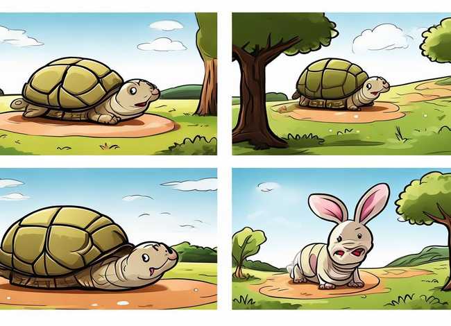 儿童简笔连环画小故事4格、龟兔赛跑简笔画4幅图 儿童简笔连环画小故事4格、龟兔赛跑简笔画4幅图
