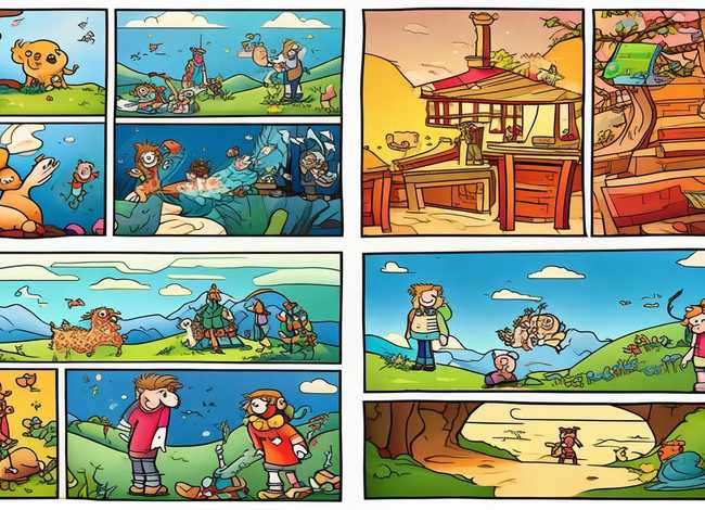 儿童故事连环画6幅图作品、五年级连环画6张故事画