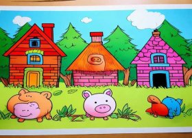 儿童故事三只小猪可打印图片 幼儿涂颜色用的图片在哪里能打印