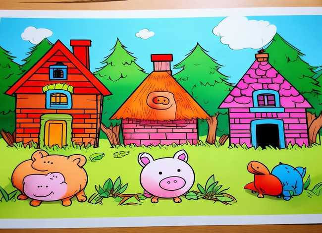 儿童故事三只小猪可打印图片 幼儿涂颜色用的图片在哪里能打印