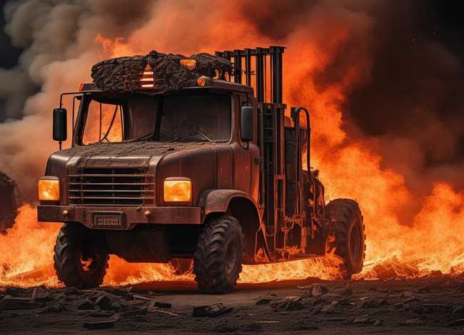 叉车的故事文字版；叉车叉不动的火烧车