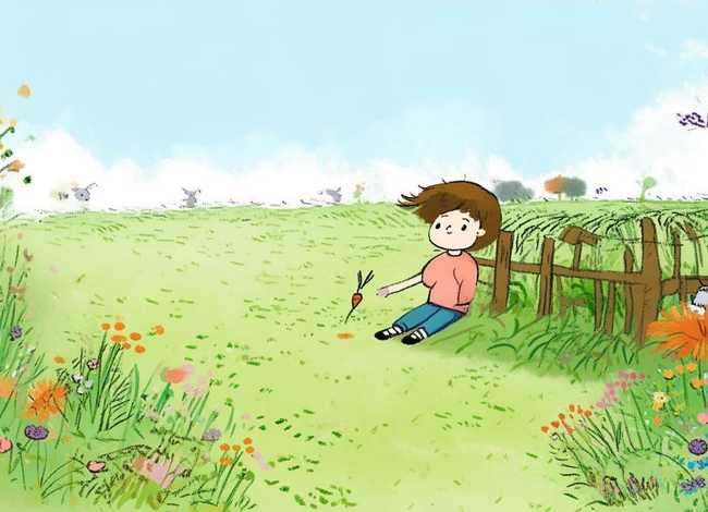 故事儿童画、成语故事儿童画守株待兔