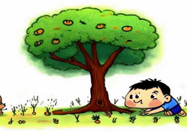 成语故事手绘儿童画 成语故事儿童画守株待兔