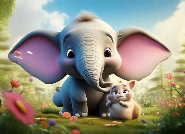 有图片的儿童故事、幼儿园大班语言领域-大象救小兔