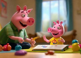 成语故事亲子讲故事表演视频，玩具-小头爸爸给佩奇讲成语故事画蛇添足