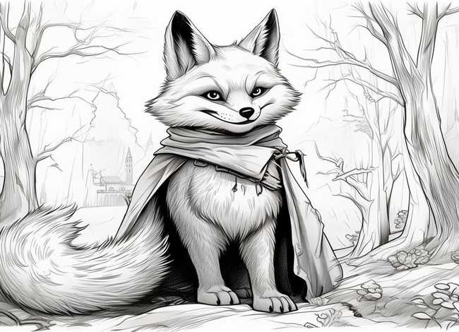 故事画简笔画 黑白；列那狐的故事插画简笔画-列那狐的故事列那狐的故事怎么画