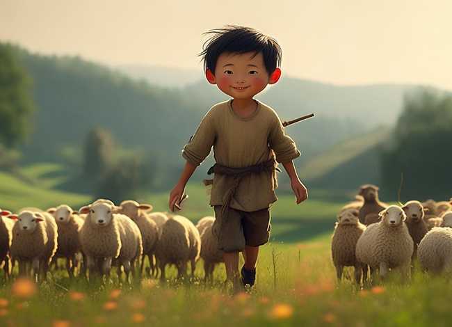 王二小放牛图 - 王二小的故事王二小怎么画简单