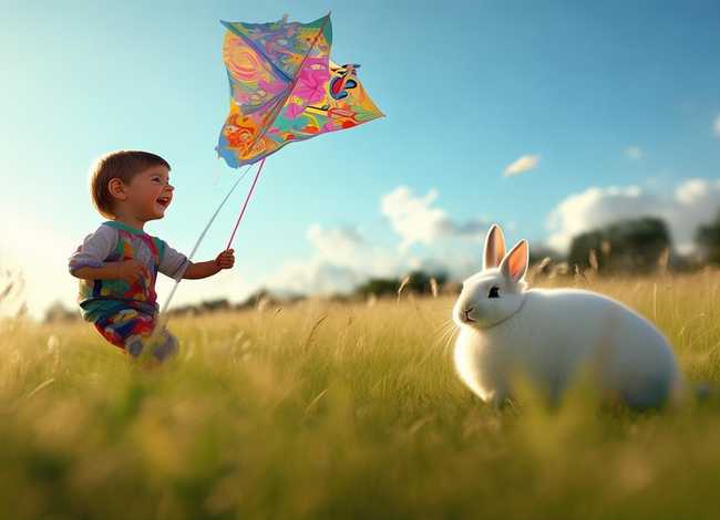 小朋友放风筝的故事 - 小白兔拿风筝的故事 小朋友放风筝的故事 - 小白兔拿风筝的故事