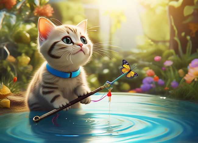 儿童故事小蝴蝶和小猫 - 小猫钓鱼有趣的是什么 儿童故事小蝴蝶和小猫 - 小猫钓鱼有趣的是什么