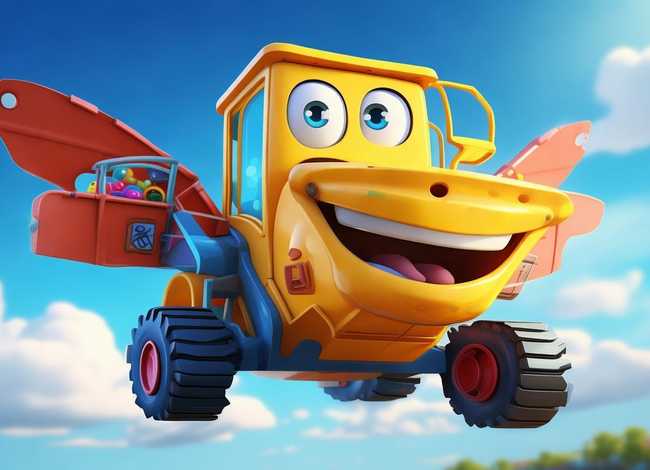 挖土机儿童故事（绘本讲师训练营【29期】19-21阅读原创《会飞的挖土机》）