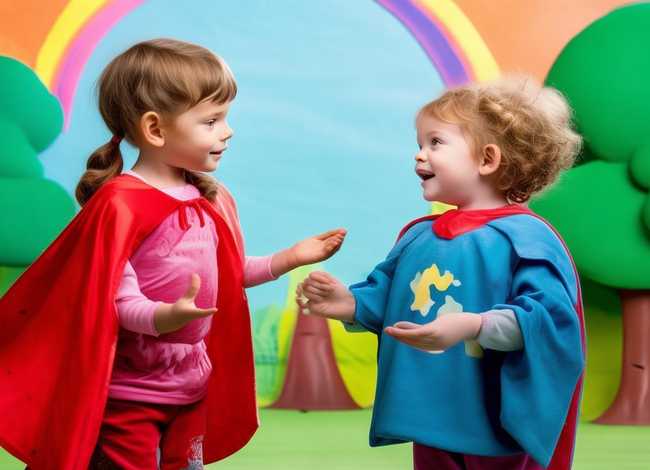 播放少儿节目故事，简单的由2个人的儿童故事表演