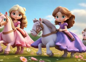 儿童卡通故事三个小公主、小马驹的动画片