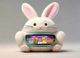 儿童听故事音箱兔子外形，海量少儿内容,智能语音陪伴-米兔智能故事机