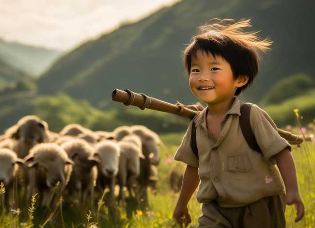 王二小放牛图 - 王二小的故事王二小怎么画简单