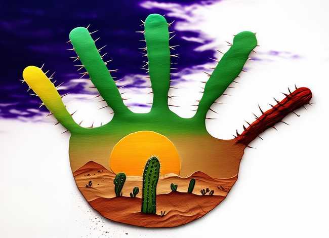 仙人掌儿童创意画图片;手掌印可以想象成什么 仙人掌儿童创意画图片;手掌印可以想象成什么