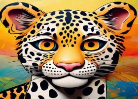 儿童绘画豹子；豹子的头部是如何绘画的