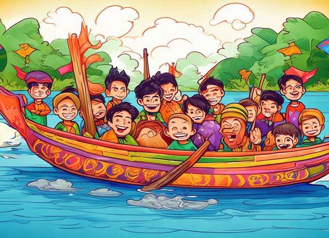 儿童端午节画；端午节龙舟简笔画简单