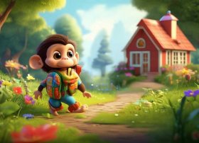 六岁儿童讲故事一分钟；小猴子上学的故事