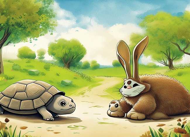 故事情节的简笔画 龟兔赛跑故事的简笔画图片