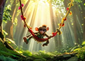 小猴子荡秋千的故事；小猴子荡秋千看图写话