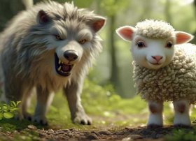 儿童故事小羊和大灰狼的故事 - 大灰狼和小绵羊的故事