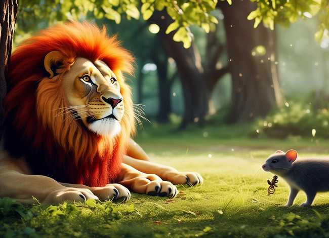 英文故事有图片、狮子与老鼠英文绘本故事