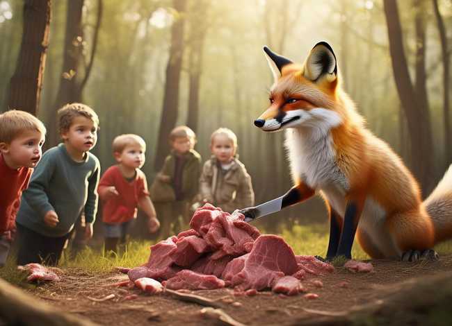 狐狸分肉儿童经典故事，“狐狸分肉“