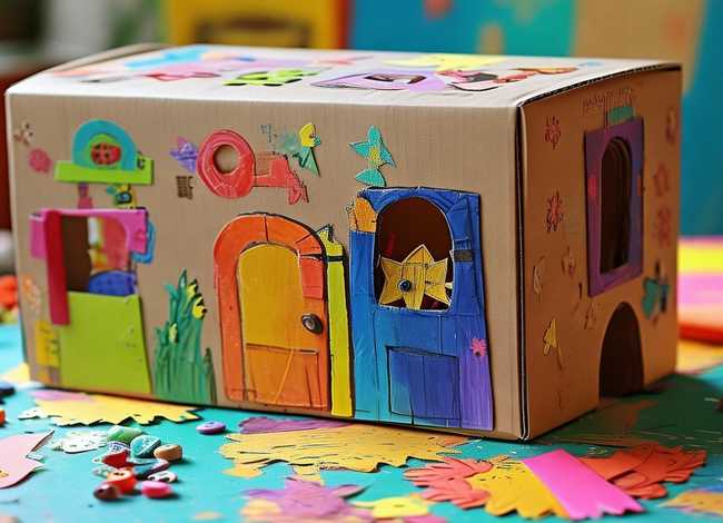 故事儿童盒子、长方形的纸箱片能做什么手工