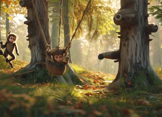 一个秋千的故事，小猴,小熊,树干,秋千,编一个童话故事650字