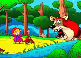 抗战小故事幼儿园简笔画 - 儿童简笔画-大灰狼与小红帽的故事