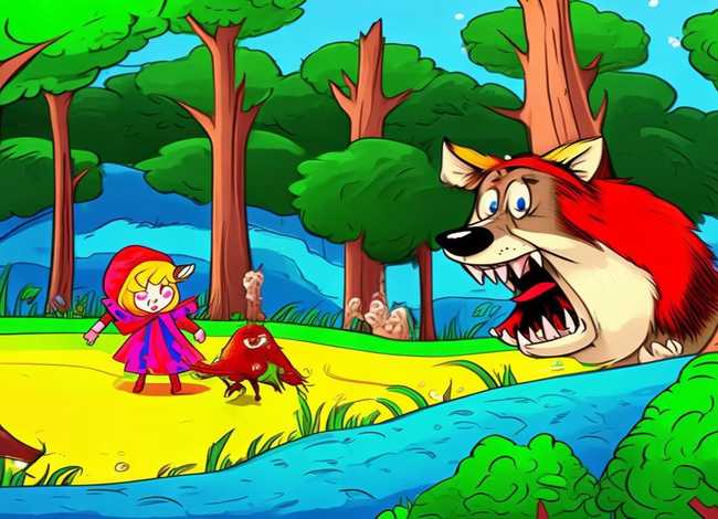 抗战小故事幼儿园简笔画 - 儿童简笔画-大灰狼与小红帽的故事