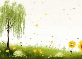 柳树童话（柳树太阳小草小鸟向日葵来编童话）