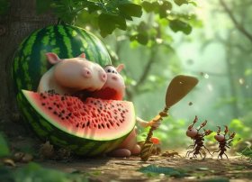 讲故事猪八戒吃西瓜；【小蚂蚁故事】猪八戒吃西瓜