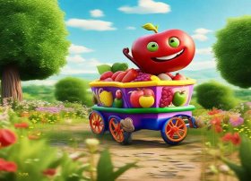 水果车故事图片；很早的一部动画片,记得都是水果之类的,忘记叫什么名字了