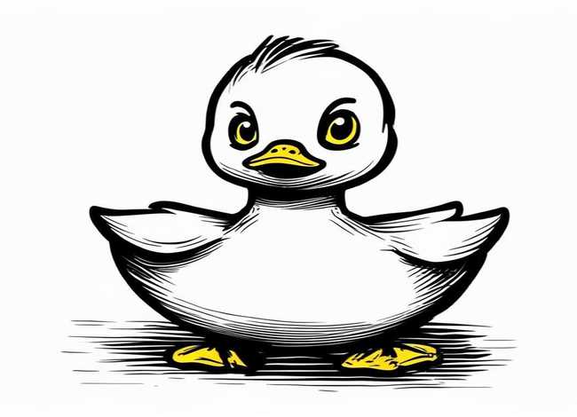 儿童图片卡通可爱 - 黑白卡通小鸭子简笔画画法图片步骤